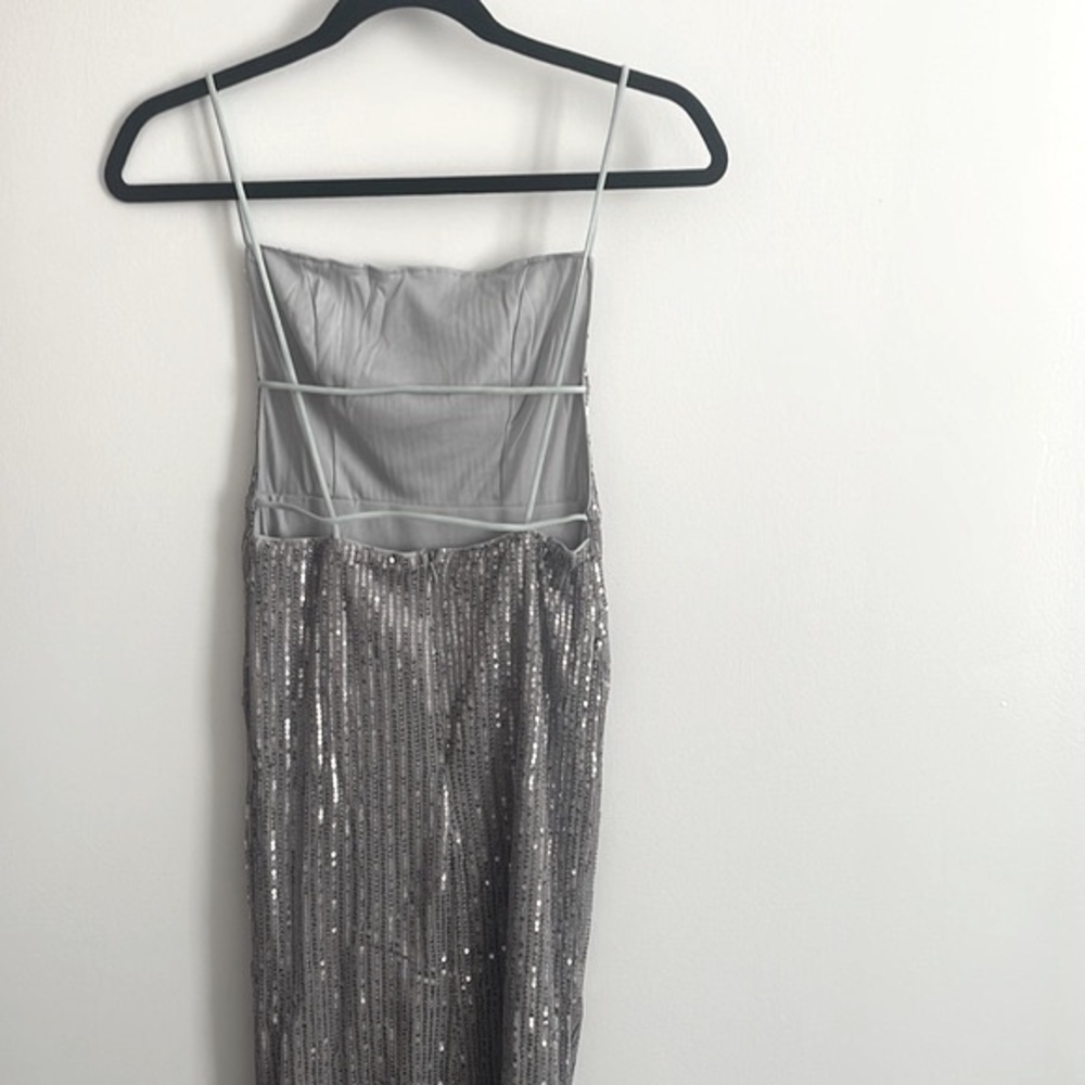NWT Silver Sequin Midi Dress - Picture 4 of 7